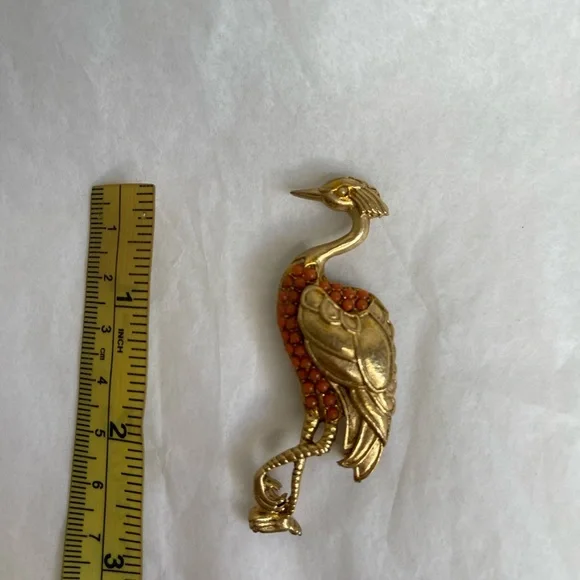 Hobe Heron Coral Brooch